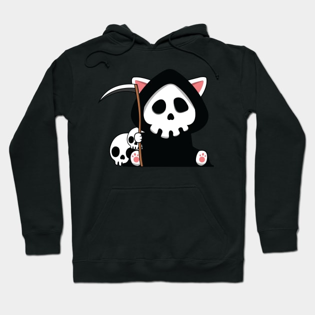 Cute Death Cat Hoodie by Luna Illustration